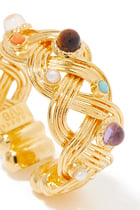Cesaria Cabochons Bangle Ring, Gold-Plated Metal & Gemstones